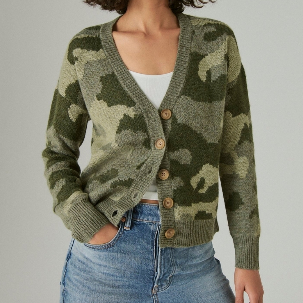 NWOT Lucky Brand Camo Cardigan